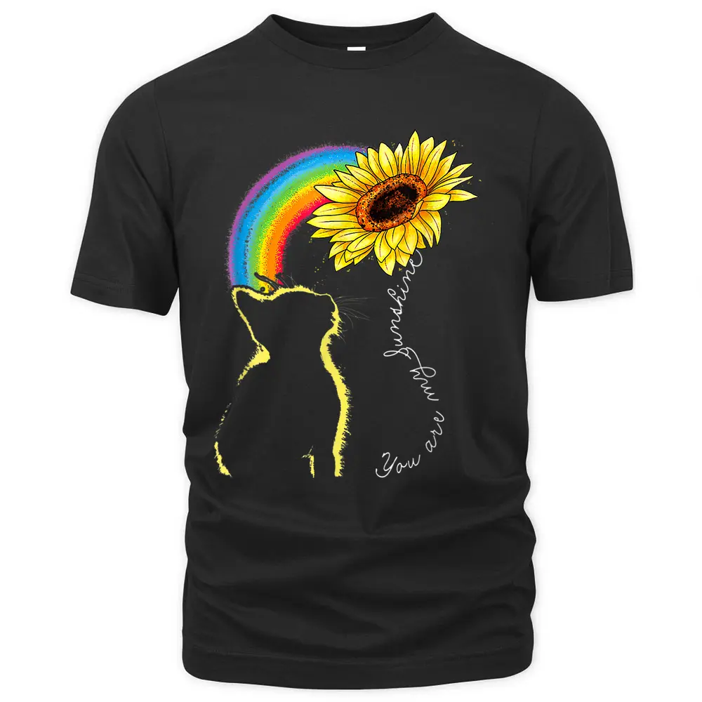 Cats Are My Sunshine Sunflower Rainbow T-Shirt