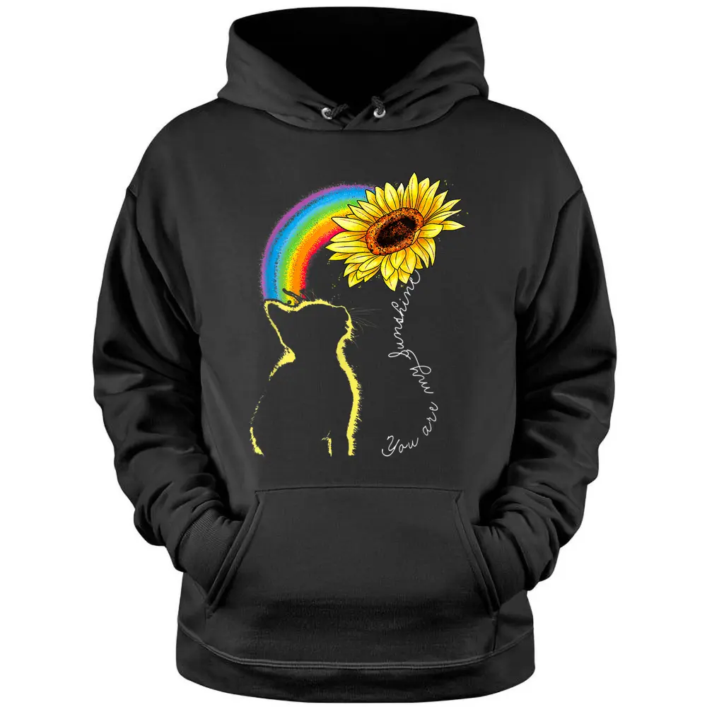 Cats Are My Sunshine Sunflower Rainbow Hoodie