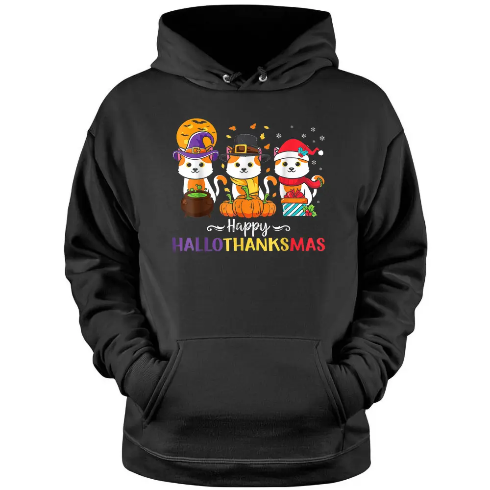 Cats Happy Hallothanksmas Hoodie